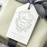 Étiquettes-cadeau Mariage de Merci de la crête verte de France<br><div class="desc">Une étiquette cadeau de remerciement classique pour les mariage,  ornée d'une armoirie à fleurs vertes à la sauge victorienne. Pour une personnalisation plus avancée de cette conception,  cliquez sur le BOUTON DESIGN TOOL ci-dessus !</div>