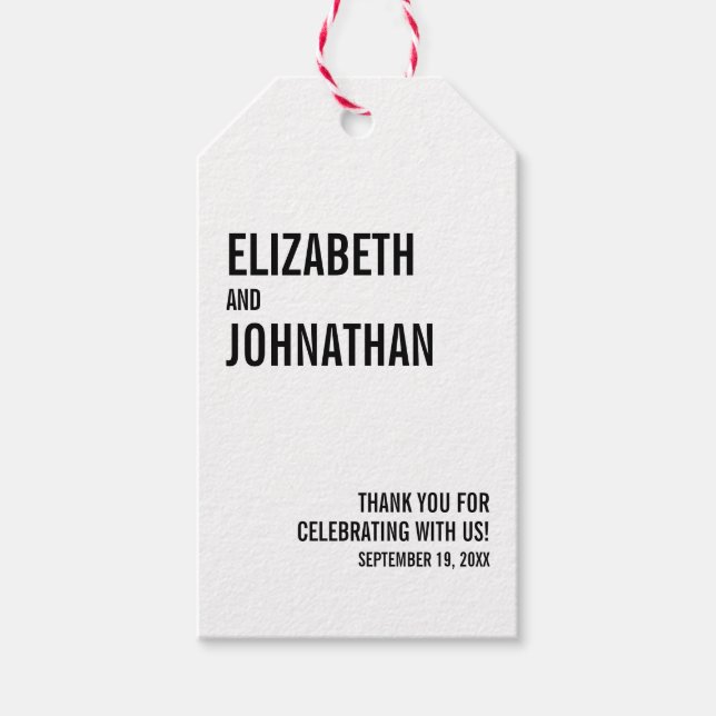 Étiquettes-cadeau Mariage de Merci de typographie simple et minimale (Devant)