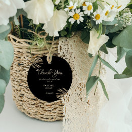 Étiquettes Cadeau Mariage de Merci élégant moderne noir et or