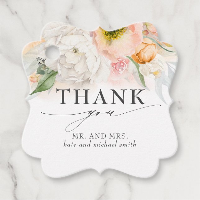 Étiquettes Cadeau Mariage de Merci rose et rose (Devant)