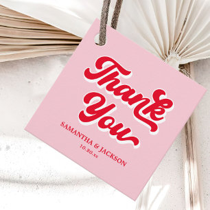Étiquettes Cadeau Mariage de Merci rose et rouge