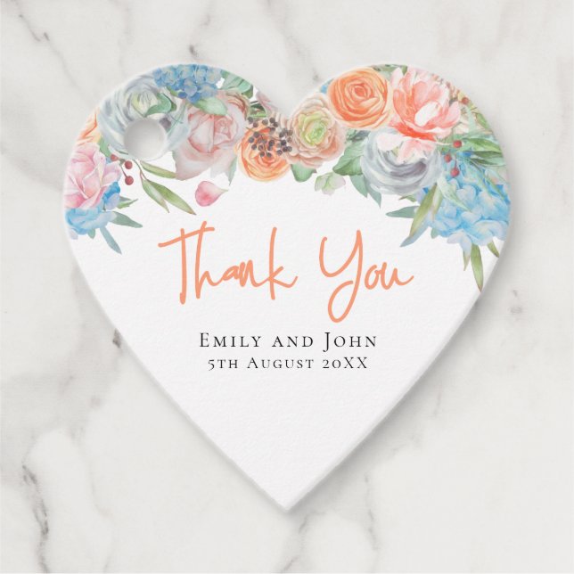 Étiquettes Cadeau Mariage de message de noms de Merci de bordure flo (Devant)