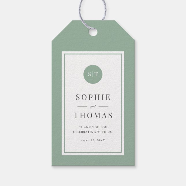 Étiquettes-cadeau Mariage de monogramme arrondi de couleur classique (Devant)