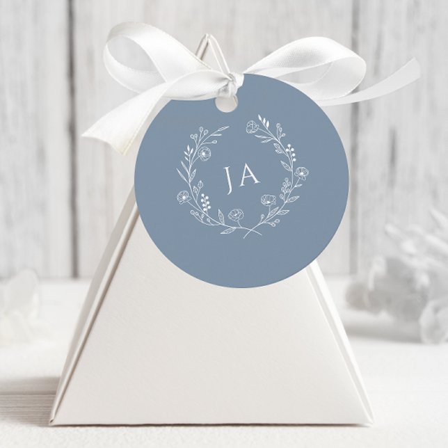 Étiquettes Cadeau Mariage de monogramme bleu foncé (Créateur téléchargé)