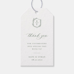 Étiquettes-cadeau Mariage de monogramme de crête botanique