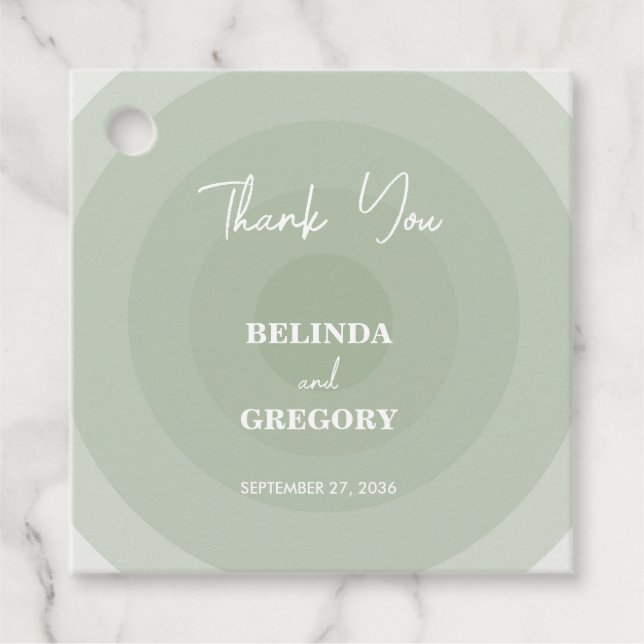 Étiquettes Cadeau Mariage de monogramme moderne Sage Green (Devant)