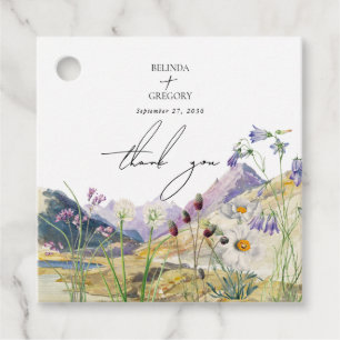 Étiquettes Cadeau Mariage de montagne Rustique Fleur sauvage aquarel