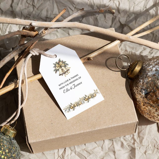 Étiquettes-cadeau Mariage de Noël Bells et Holly Favoriser (Wedding Favor Gift Tags from the Holly Bells Wedding Collection by Darling and May)
