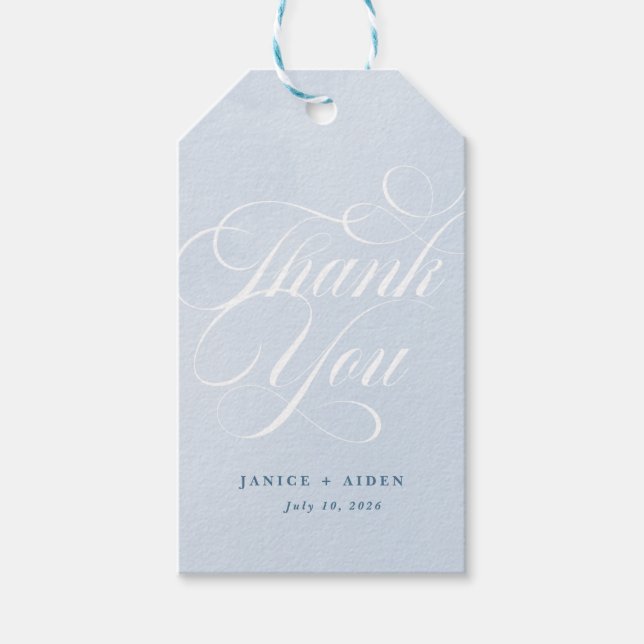 Étiquettes-cadeau Mariage de nuage d'aquarelle bleu enchantant (Devant)