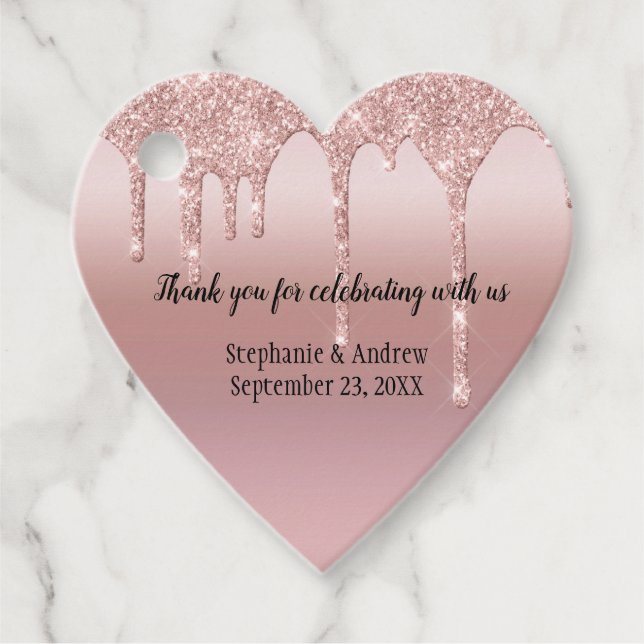 Étiquettes Cadeau Mariage de Parties scintillant de  Rose personnali (Devant)