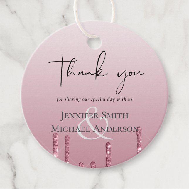 Étiquettes Cadeau MARIAGE de Parties scintillant rose BUDGET (Devant)