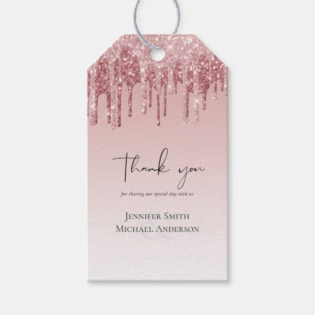 Étiquettes-cadeau MARIAGE de Parties scintillant rose or Rose (Devant)
