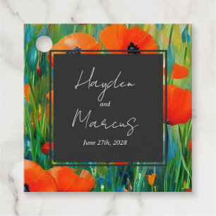 Étiquettes Cadeau Mariage de pavot botanique floral