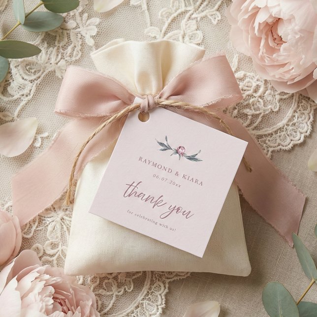 Étiquettes Cadeau Mariage de pivoine rose pâle et doux (personalized elegant pink peony wedding gift favor tag)
