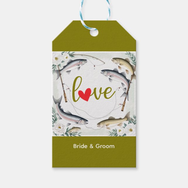 Étiquettes-cadeau Mariage de poissons sur le thème des amateurs de p (Devant)