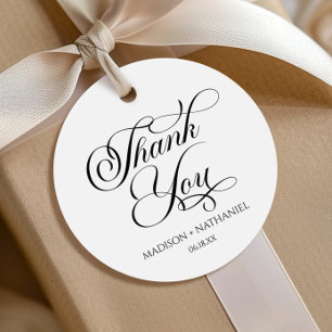 Étiquettes Cadeau Mariage de script élégant minimaliste classique
