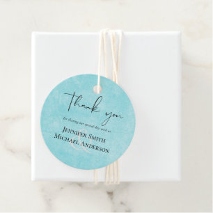Étiquettes Cadeau MARIAGE de script jaune Turquoise BUDGET