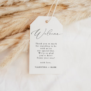 Étiquettes-cadeau MARIAGE de script moderne VALENTINA Bienvenue