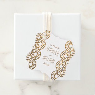 Étiquettes Cadeau Mariage de style Gatsby Gold Art Déco