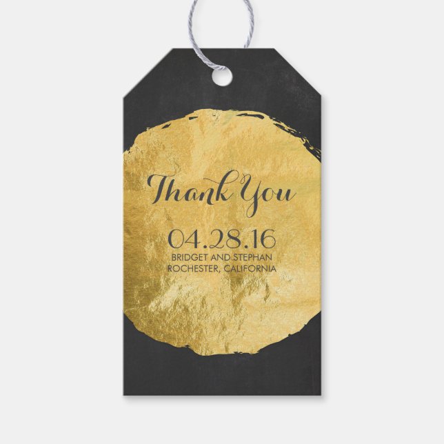 Étiquettes-cadeau Mariage de tableau noir Gold Foil (Devant)