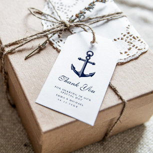 Étiquettes-cadeau Mariage de thème nautique Ancre Personnalisé Marin