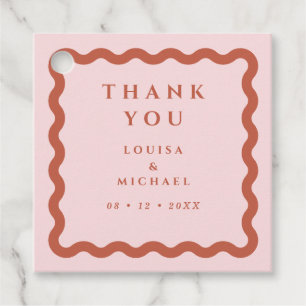 Étiquettes Cadeau Mariage de trame de fond rétro Blush & Terracotta