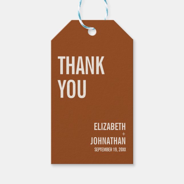 Étiquettes-cadeau Mariage de typographie Boho simple Merci (Devant)