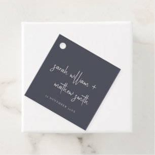 Étiquettes Cadeau Mariage de typographie noir de la marine minimale
