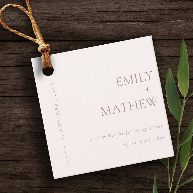 ÉTIQUETTES CADEAU MARIAGE DE TYPOGRAPHIE ROSE BLANC MINIMAL DOUX (Créateur téléchargé)