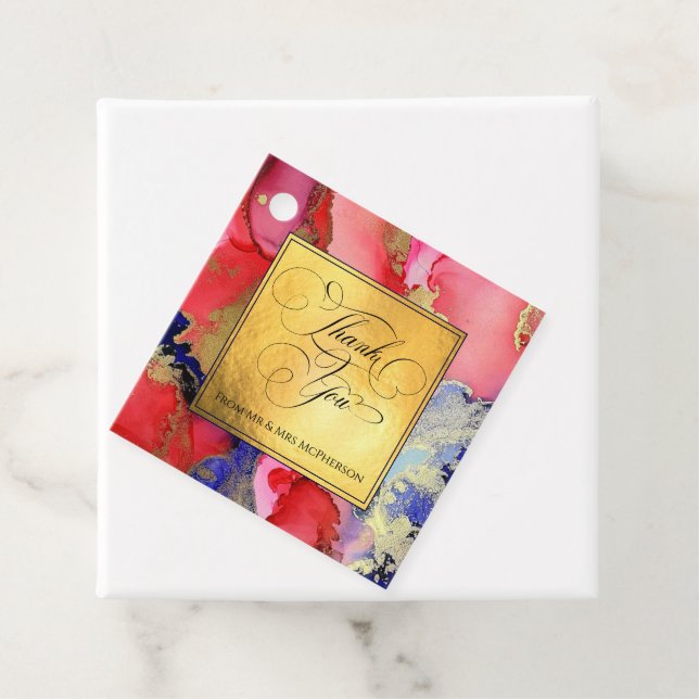 Étiquettes Cadeau Mariage Deluxe Or (En situation)