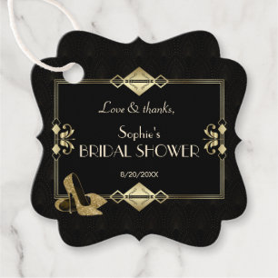 Étiquettes Cadeau Mariage des années 1920 de luxe Royal Gold Black A