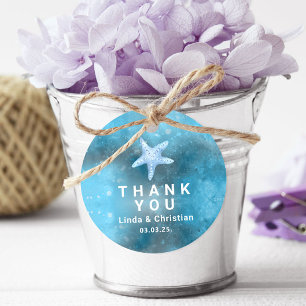 Étiquettes Cadeau Mariage d'été de la mer bleue profonde