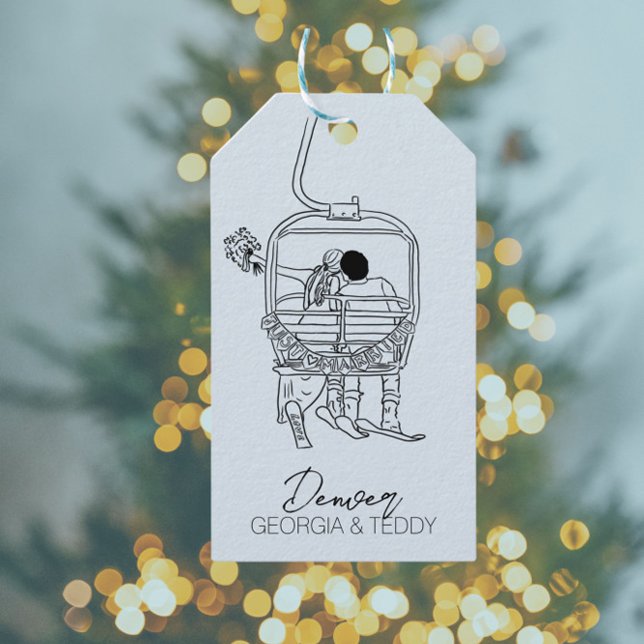 Étiquettes-cadeau Mariage d'hiver de ski  (Créateur téléchargé)