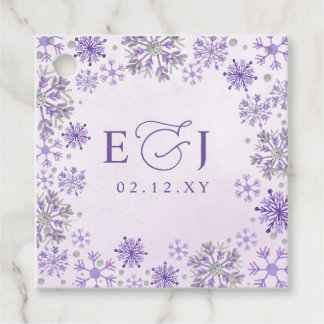 Étiquettes Cadeau Mariage d'hiver flocons de neige violet argent Mon