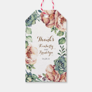 Étiquettes-cadeau mariage d'ivoire de chute vintage à fleurs