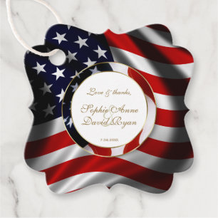 Étiquettes Cadeau Mariage d'or moderne Patriotique Élégant USA