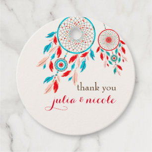 Étiquettes Cadeau Mariage Dreamcatcher tribal bohème