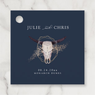 Étiquettes Cadeau Mariage du crâne Boho Chic Steer