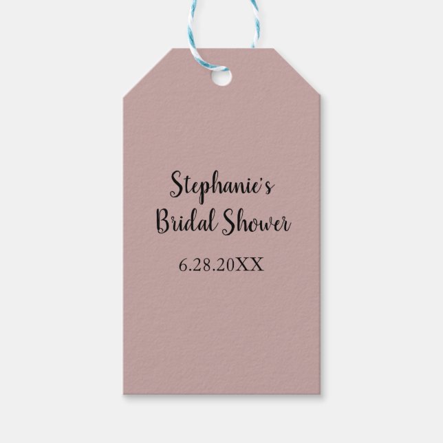 Étiquettes-cadeau Mariage Dusty Rose  personnalisé Fête des mariées  (Devant)