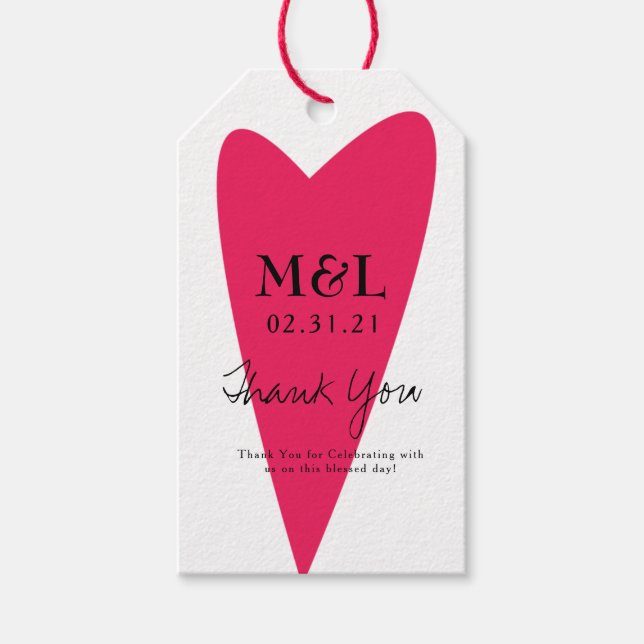 Étiquettes-cadeau Mariage Éco-Responsable Cœur Gras (Devant)