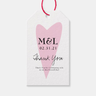 Étiquettes-cadeau Mariage Écologique Cœur Rose Clair Bold