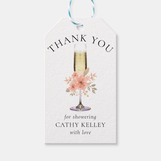 Étiquettes-cadeau Mariage élégant avec bulles personnalisées et brun (Devant)