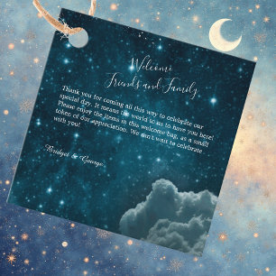 Étiquettes Cadeau mariage élégant bleu galaxie ciel