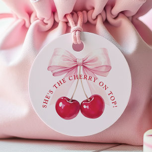 Étiquettes Cadeau Mariage Élégant Cerise sur le Haut Shower