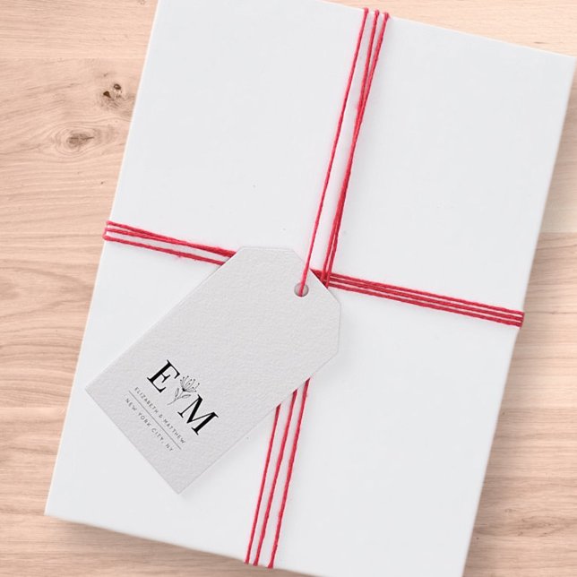 Étiquettes-cadeau Mariage Élégant Chic Moderne Monogramme Foliage (Créateur téléchargé)