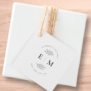 Étiquettes Cadeau Mariage Élégant Chic Moderne Simple Chic Monogramm