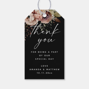 Étiquettes-cadeau Mariage Élégant d'Automne   Remerciement Floral Bo