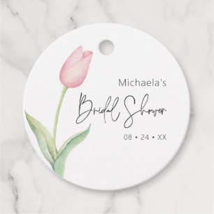 Étiquettes Cadeau Mariage Élégant de Tulipe Rose Moderne