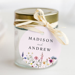 Étiquettes Cadeau Mariage Élégant Fleur de Prairie Rose Pâle