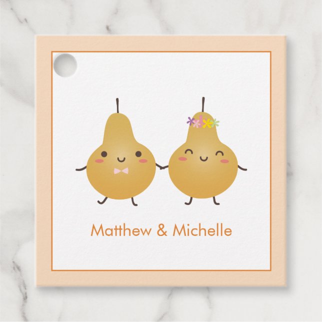 Étiquettes Cadeau Mariage élégant mariée et mariée mariée en caricat (Devant)